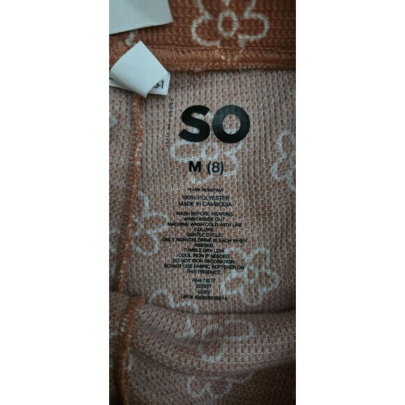 SO Womens M (8) Brown Floral Textured Lounge Shorts 100% Polyester - Picture 2 of 2